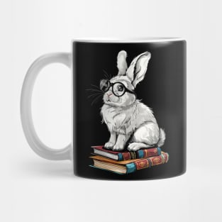 Vintage Nerd Bookish bunny Literary Rabbit Reading Bunny With Glasses Mug